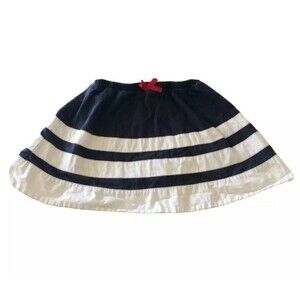 Oshkosh Girls Skirt Short Striped Blue White Size 7 red Bow Elastic Waistline